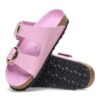 Arizona Big Buckle Cuero natural charol brillante rosa fondant