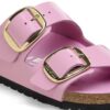 Arizona Big Buckle Cuero natural charol brillante rosa fondant