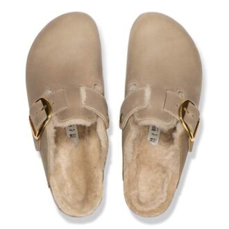 Boston Big Buckle Shearling Cuero natural engrasado