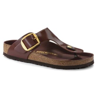 Gizeh Big Buckle Cuero natural charol brillante chocolate