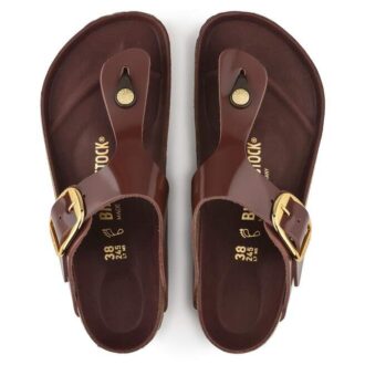 Gizeh Big Buckle Cuero natural charol brillante chocolate