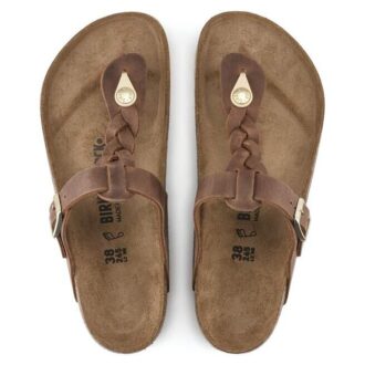 Gizeh de cuero natural trenzado y engrasado