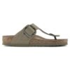 Gizeh Vegan Big Buckle Textil Caqui Desgastado