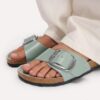 Madrid Big Buckle de charol de piel natural