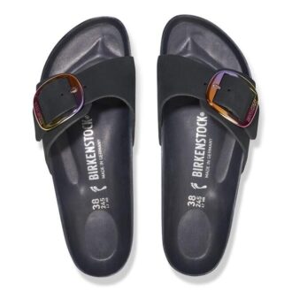 Madrid Big Buckle de piel nobuk negra