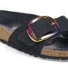 Madrid Big Buckle de piel nobuk negra
