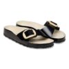 Madrid con Big Buckle y charol de cuero natural perlado