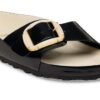 Madrid con Big Buckle y charol de cuero natural perlado