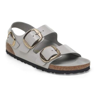 Milano Big Buckle de charol de piel natural