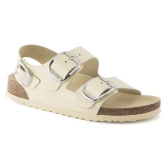 Milano Big Buckle de charol de piel natural