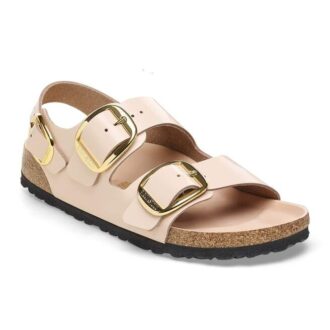 Milano Big Buckle de charol de piel natural