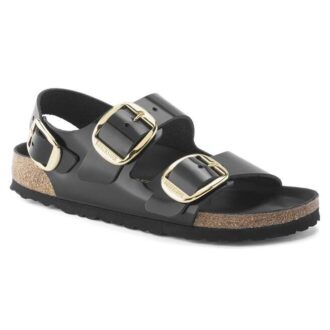 Milano Big Buckle de charol de piel natural