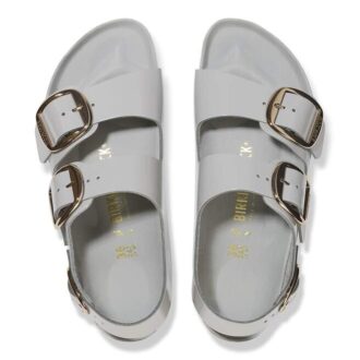 Milano Big Buckle de charol de piel natural