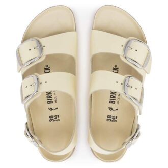 Milano Big Buckle de charol de piel natural
