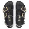 Milano Big Buckle de charol de piel natural