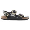 Milano Big Buckle de charol de piel natural