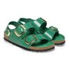 Milano Big Buckle de charol de piel natural