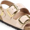 Milano Big Buckle de charol de piel natural