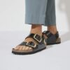 Milano Big Buckle de charol de piel natural