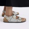 Milano Big Buckle de charol de piel natural