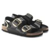 Milano Big Buckle de charol de piel natural