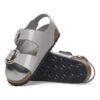Milano Big Buckle de charol de piel natural