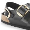 Milano Big Buckle de charol de piel natural