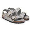 Milano Big Buckle de charol de piel natural