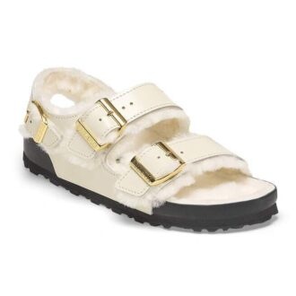Milano Shearling Cuero natural y piel de oveja, color crudo brillante