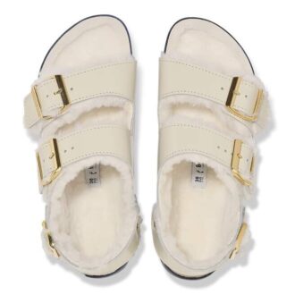 Milano Shearling Cuero natural y piel de oveja, color crudo brillante