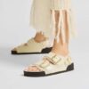 Milano Shearling Cuero natural y piel de oveja, color crudo brillante