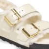 Milano Shearling Cuero natural y piel de oveja, color crudo brillante