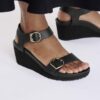 Soley Ring-Buckle de cuero negro